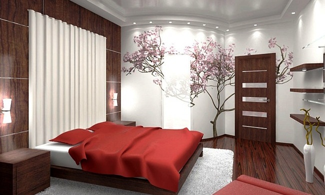 интерьер спальни в японском стиле 