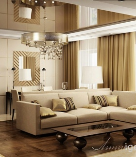 Интерьер гостиной в стиле ар-деко автор Михаил Калинин () В интерьере использован люстра, диваны