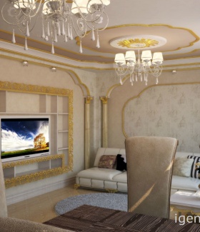 телевизоры, диваны в интерьере квартиры с ремонтом в Классическом стиле дизайнер Айгуль Пагина (Москва)
