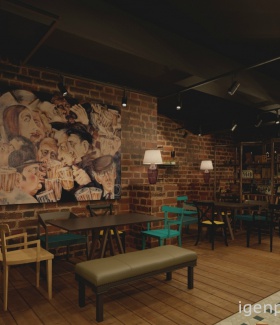 настенный светильник в интерьере кафе, бара, ресторана в Стиле Поп Арт автор Екатерина Сариогло