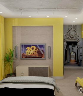 гостиная в Современном стиле с телевизором, светильниками автор интерьера Юлия Павлова  (Владимир)