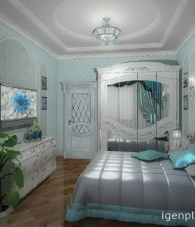 гостевая комната в Классическом стиле с телевизором, настенными светильниками автор интерьера Елена Сапко (Москва)
