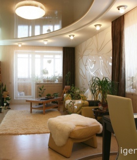 Интерьер гостиной в Современном стиле автор Антон Лалетин (Киров) В интерьере использован потолочный светильник