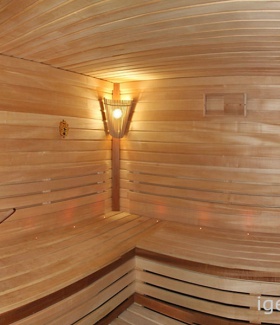 настенный светильник в интерьере бани в стиле модерн автор Роман Носенко