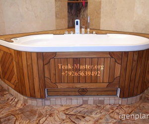 Тиковая отделка гидромассажной ванны в ЖК "Триумф Палас", от Тик-Мастер.