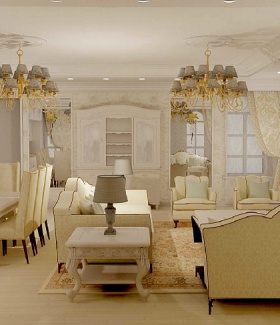 настольная лампа в интерьере гостиной с ремонтом в Классическом стиле дизайнер Юлия Павлова  (Владимир)
