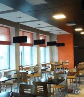 Интерьер кафе, бара, ресторана в Современном стиле автор Артур Никитин (Витебск) В интерьере использован потолочный светильник