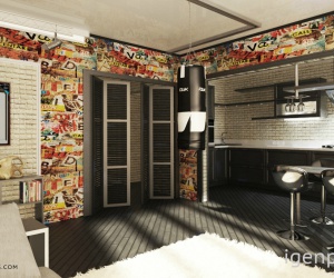 Квартира студия для молодого человека в стиле СКВОТ. Проект 2012 года Саратов.   