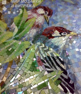 Художественное мозаичное панно «Цветы и птицы», сентябрь 2013