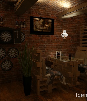 телевизоры в интерьере кафе, бара, ресторана с ремонтом в Стиле Лофт дизайнер Владимир Волосатов (Караганда)