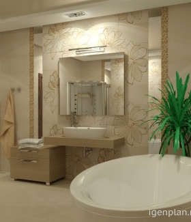 Интерьер ванной в Современном стиле автор Алексей Астанков (Киров) В интерьере использован сантехника, подвесной светильник