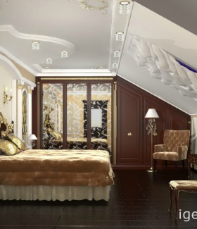 Интерьер спальни в Классическом стиле автор Елена Сапко (Москва) В интерьере использован настенный светильник, кресла