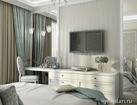 Модная, стильная спальня, изображенная на этой фотографии понравится любой хозяйке