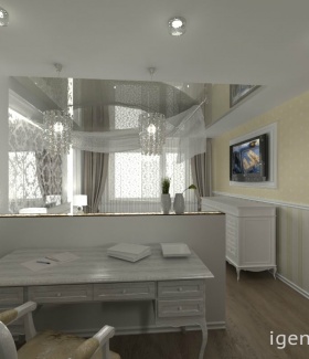 потолочный светильник в интерьере спальни в Классическом стиле автор Екатерина Петелина
