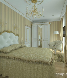 Интерьер спальни в Классическом стиле автор Николай Савастеев (Кишинев) В интерьере использован бра, кресла