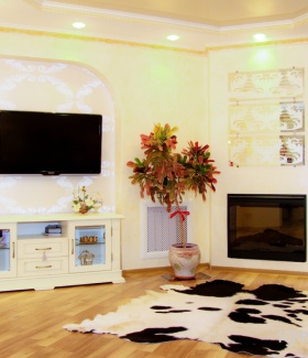 телевизоры, потолочный светильник в интерьере гостиной в Классическом стиле автор Екатерина Шипицына