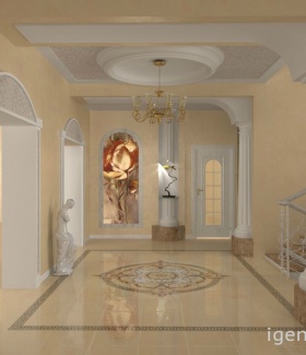 Интерьер прихожей, коридора, холла, лестницы в Классическом стиле автор Екатерина Петелина (Киров) отделка - венецианская штукатурка