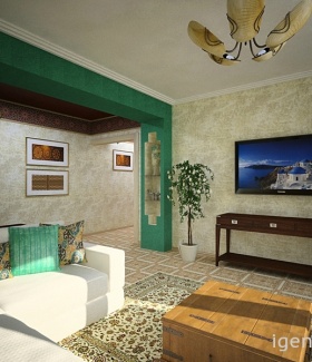 люстра в интерьере квартиры с ремонтом в восточном стиле дизайнер Елена Буравлева (Нижнекамск)