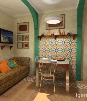подвесная лампа в интерьере квартиры в восточном стиле автор Елена Буравлева
