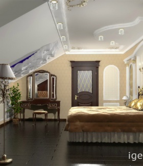 торшер, потолочный светильник в интерьере спальни с ремонтом в Классическом стиле дизайнер Елена Сапко (Москва)