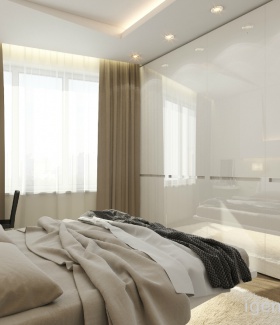 встроенный светильник в интерьере спальни в Современном стиле, в Стиле Минимализм автор Иван Омелянчук